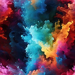 Wall Mural - seamless pattern with multicolored rainbow bright watercolor splashes. modern ornament for decoratio