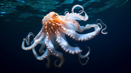 Wall Mural - white octopus in the sea