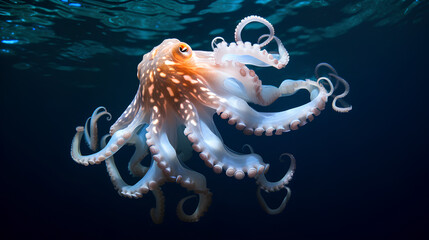 Canvas Print - white octopus in the sea