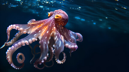 Canvas Print - rainbow octopus in the water