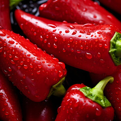 Wall Mural - Pile of Organic fresh red Chilis spur pepper texture. ingredients for cook.