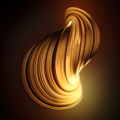 Wall Mural - Bright and luxurious design with gold twisted shape. Modern background. 3d rendering digital illustration