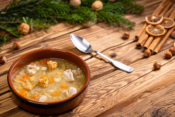 Wall Mural - Traditional Christmas food in Czech Republic - fish soup