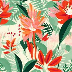 Wall Mural - an illustration showing a tropical floral arrangement pattern