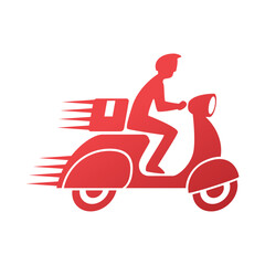 Wall Mural - Riding a scooter delivery logo.  delivery logo vector template on white background