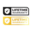 Golden banner lifetime warranty. Lifetime Warranty label, sticker, seal, badge, icon, logo, signflat vector illustration