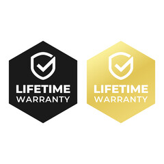 Golden banner lifetime warranty. Lifetime Warranty label, sticker, seal, badge, icon, logo, signflat vector illustration