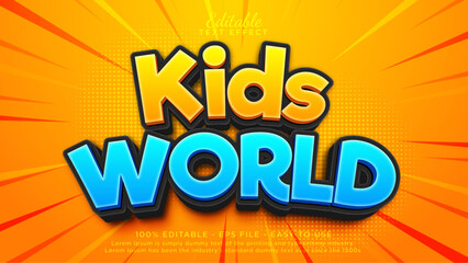 Editable text effects. Kids world play area 3d text template