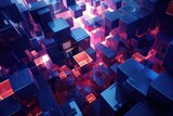 Neon Matrix: A Labyrinth of Luminescent Cubes in Cyberspace