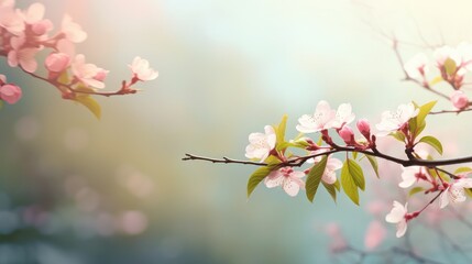 Poster - natural blossom branch forest pristine illustration green plant, beautiful tree, bloom landscape natural blossom branch forest pristine