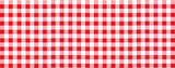 Fototapeta  - red and white checkered pattern tablecloth background texture