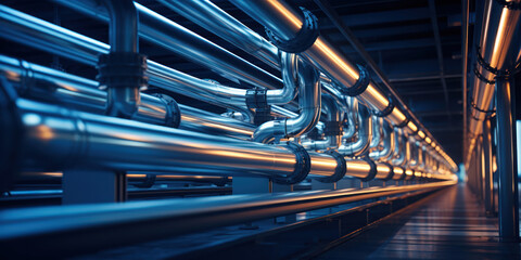 Wall Mural - An expansive industrial zone filled with large pipes