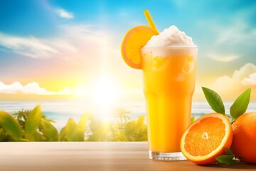 Wall Mural - Orange juice colorful background