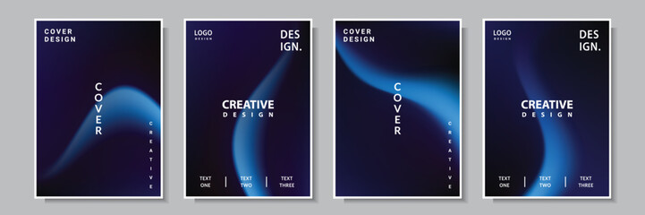 Wall Mural - modern light wave gradation mesh blue color abstract cover template background, set collection design vector