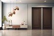 Modern living room interior with door 3d rendering, Generative AI