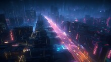 A Futuristic Cityscape At Night, Neon Lights Reflecting On Sleek Skyscrapers, Flying Cars Zooming Past, A Bustling City Alive With Technology, Vibrant And Energetic Atmosphere, 3D Render