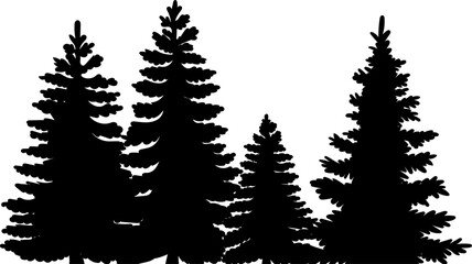 Wall Mural - Christmas tree silhouette, forest on a white background 