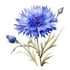 Wall Mural - watercolor cornflower flower illustration on a white background.