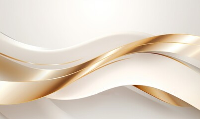 Wall Mural - White and gold ribbons template background, Generative AI