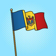 Flag of Moldova pinup pop art retro raster illustration. Comic book style imitation.