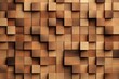 Natural wooden background. Wood blocks. Wall Paneling texture. Wooden squares, tile wallpaper. 3D Rendering, Generative AI