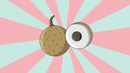 Poster - Animated longan fruit icon with a rotating background