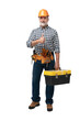 © opolja - portrait of mature happy handyman showing thumb up, isolated on transparent background