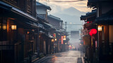 Fototapeta  - 日本的な古都の風景、歴史的な町と道