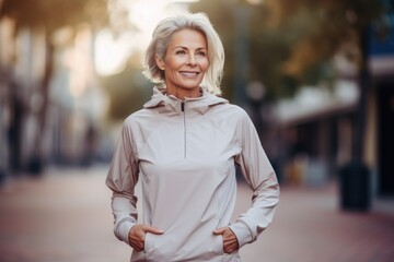 middle-aged woman in sporty clothing