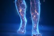 Close-up of leg with varicose veins disease. Glowing image