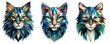 Cat head icon made oflines and facets isometric 3d. Isolated on transparent background