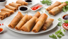 Fried Chinese Traditional Spring Rolls Food
