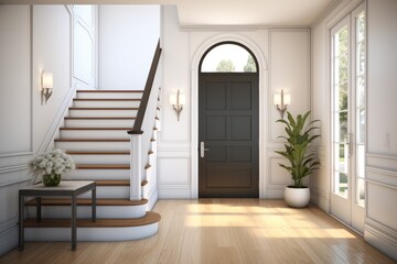 Interior home rendering, Front door.