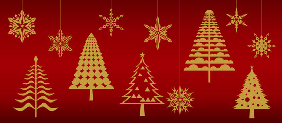 Wall Mural - christmas tree set