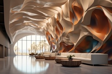 Leinwandbilder - Modern lobby hotel, Creative hotel lobby background wall.