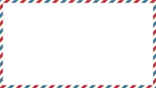 Blank Airmail Envelope Vintage Frame Border With Blue And Red Striped Line With 16x9 Scale Ratio For Web, Presentation, Video Thumbnail.