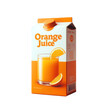 Orange juice carton box isolated on white transparent background, PNG