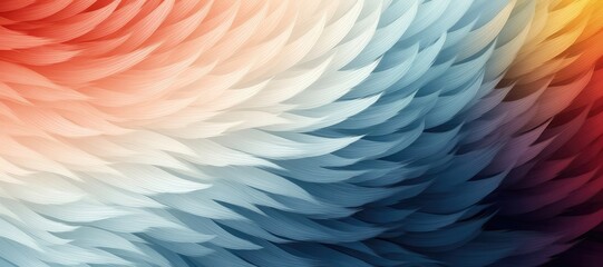 Wall Mural - in a wide-format composition, a seamless color gradient incorporates feathers, creating a visually c