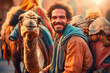 Portrait of an Egyptian fliz with his camel
