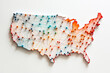 © Victor - Map of the united states connected by threads and thumbtacks