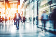 © VisualProduction - Blurred background of modern shopping mall with some shoppers. Shoppers walking at shopping center, motion blur. Blurred shoppers with shopping bags