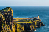 Fototapeta Morze - Neist Point lighthouse panorama view, Scotland, Isle of Skye