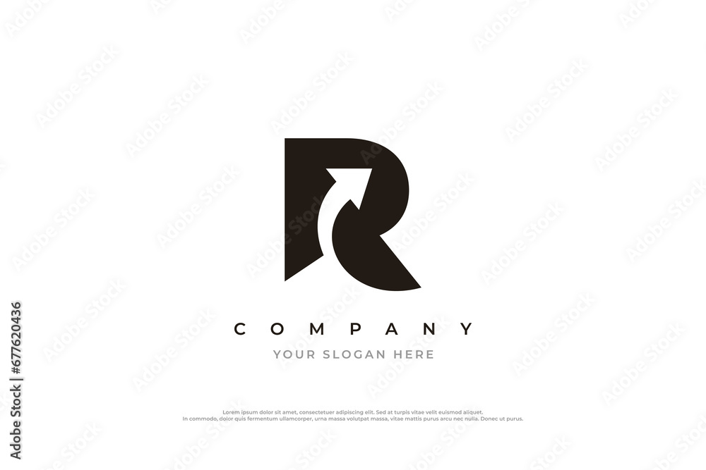 Initial Letter R Arrow Logo Design Vector Stock Vector | Adobe Stock