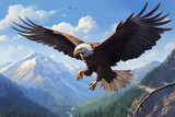 illustration of a painting of an eagle in nature