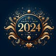 Happy new 2024 year background with golden elements. Greetings banner. 
