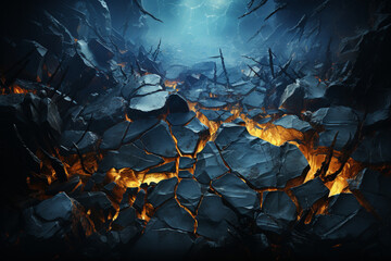 Poster - A breathtaking image of a glacier's crevices and cracks, showcasing the immense beauty and power of nature.  