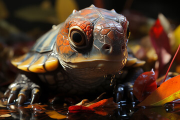 Fototapete - A visual story of a hatchling taking its first steps outside the eggshell, capturing its initial interactions with the world.  