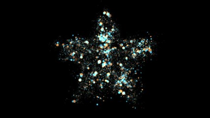 Wall Mural - blue and gold particles star loop Transparent Video. Two color star shape, glittering shape animation on Transparent background Seamless loop