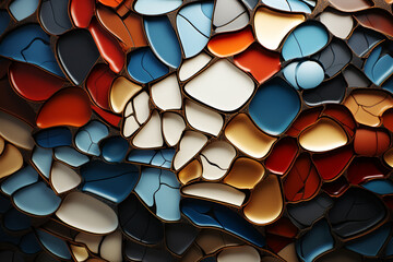 Poster - An artistic composition showcasing multiple eggshells at different stages of cracking, forming an intricate mosaic pattern.  