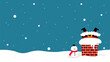 Funny Santa Claus stuck in the chimney with copy space vector illustration. Christmas background flat design